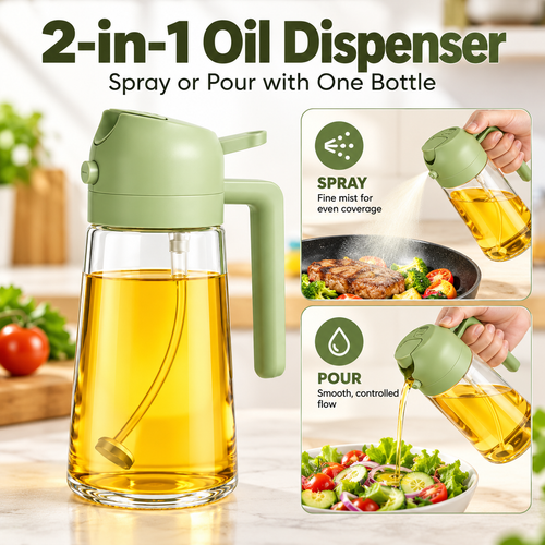 2-in-1 Oil Spray Bottle & Dispenser