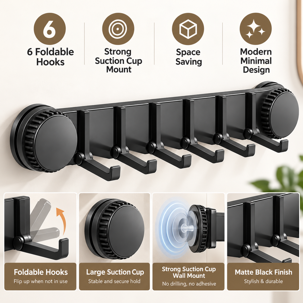 6-Hook Wall Mount Rack