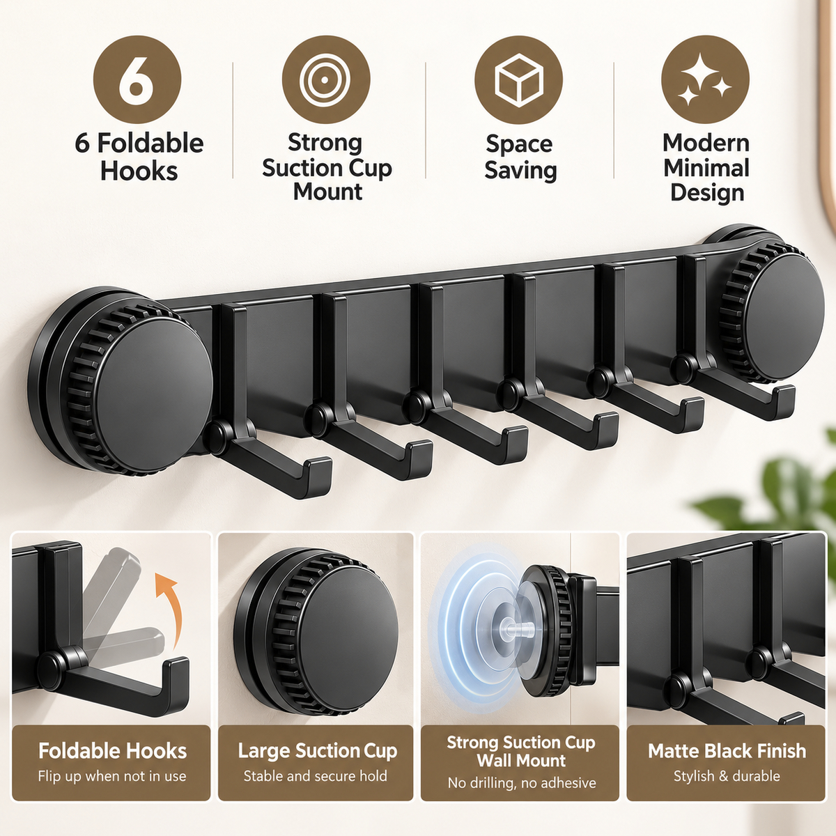 6-Hook Wall Mount Rack