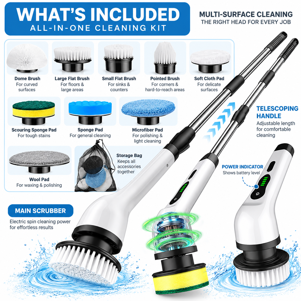 9-in-1 Electric Scrubber