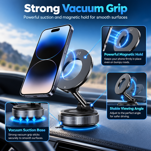 360° Vacuum Magnetic Phone Holder – Foldable & Adjustable